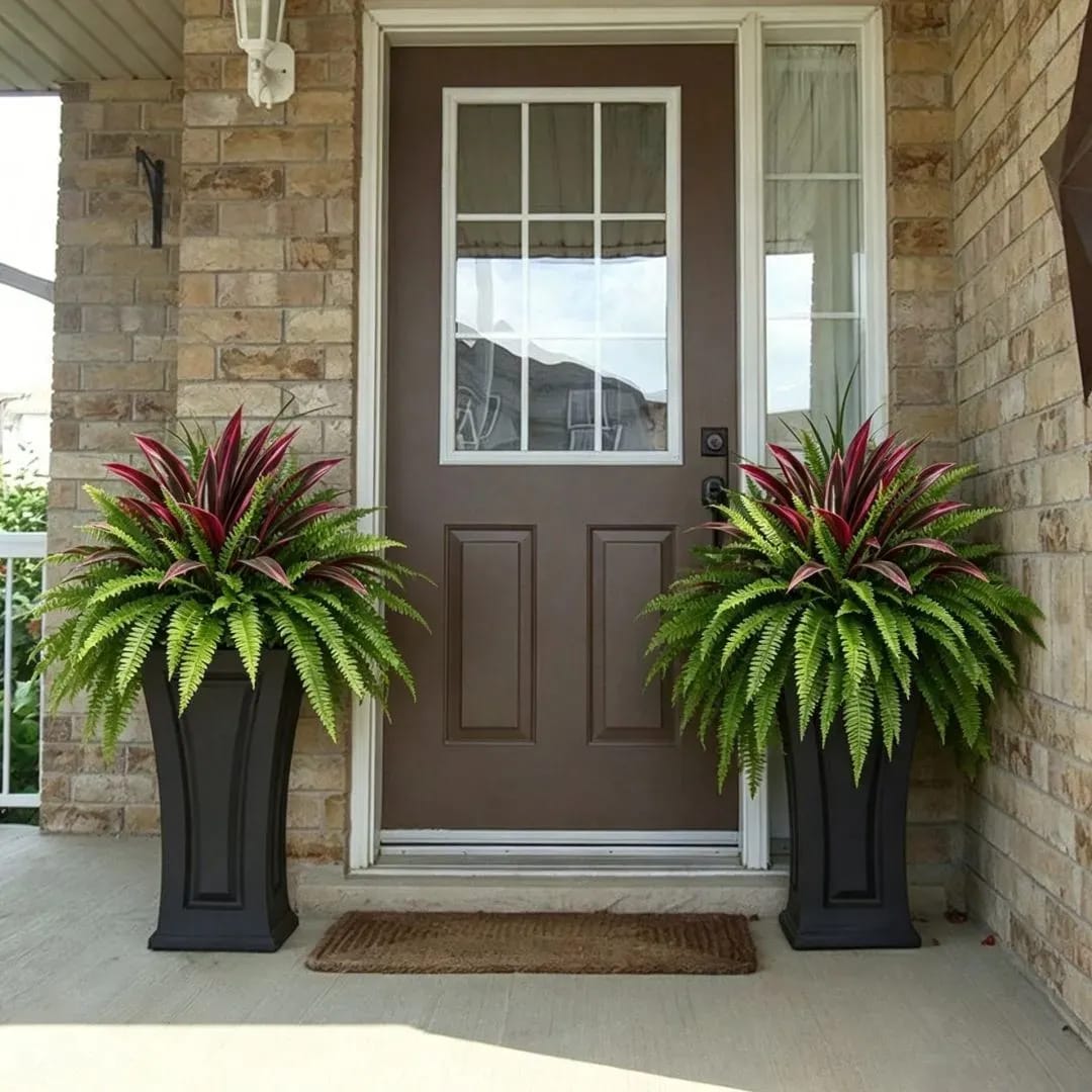 Customer photo review of 💥Summer Special🔥 48" Large UV-Resistant Artificial Fern & Red Dracaena Decorative Plants – Full, Lush & Fade-Resistant!