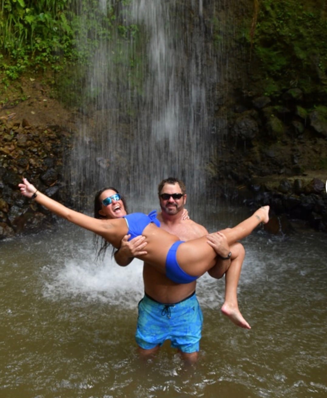 Customer photo review of Splatter Swim Shorts Blue - 5"