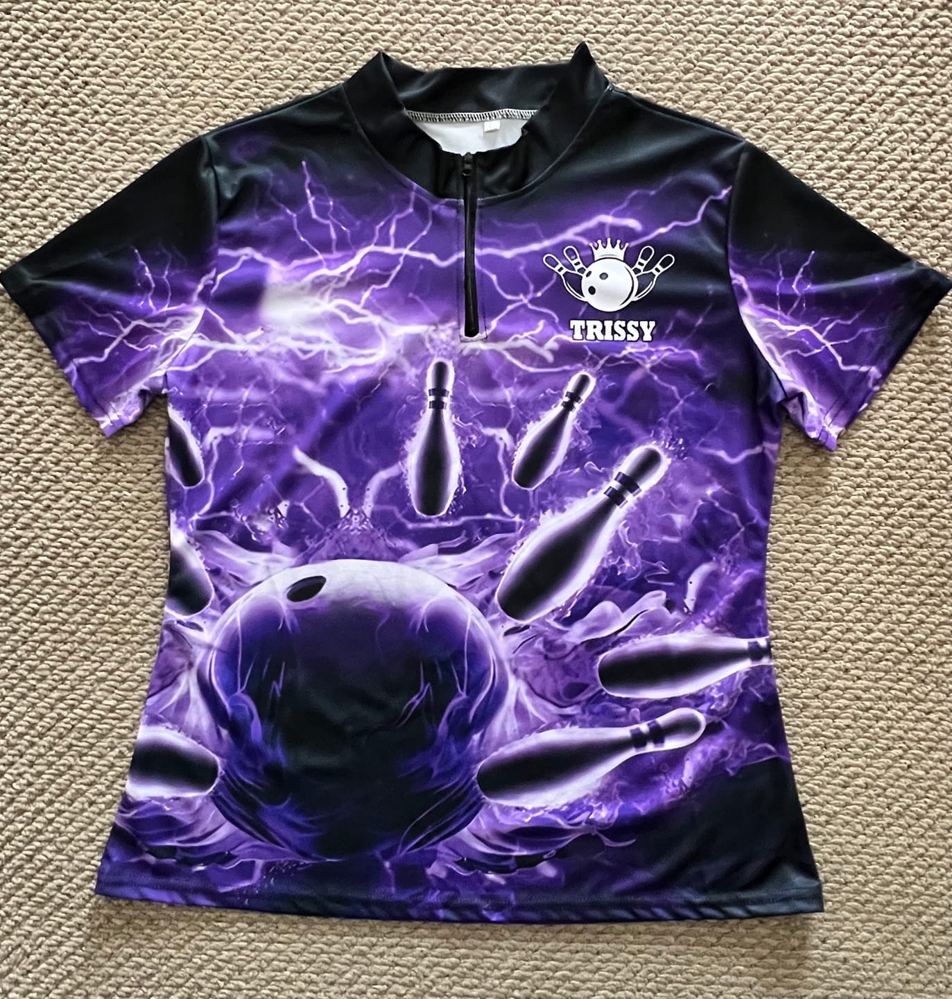 Customer photo review of Frenzidea Personalized Name and Team Name Thunder Color Bowling Player Multicolor 3D Shirt