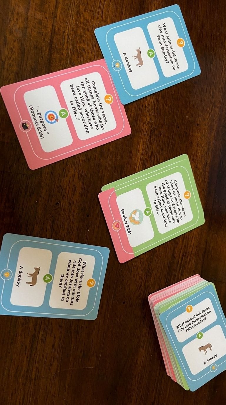 Customer photo review of Who Taught Me The Bible? Christian Family Game Cards (100+ Unique Questions)