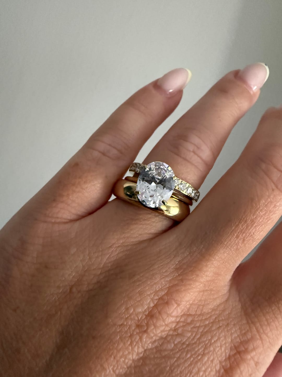 Customer photo review of Oval Solitaire Diamond-Inspired Ring 3ct