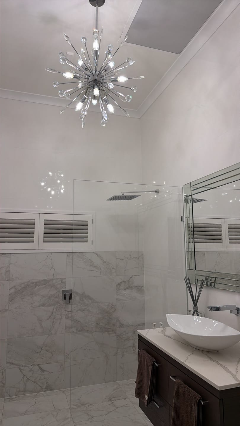 Customer photo review of Mid-Century Sputnik Chandelier With Crystal Accents