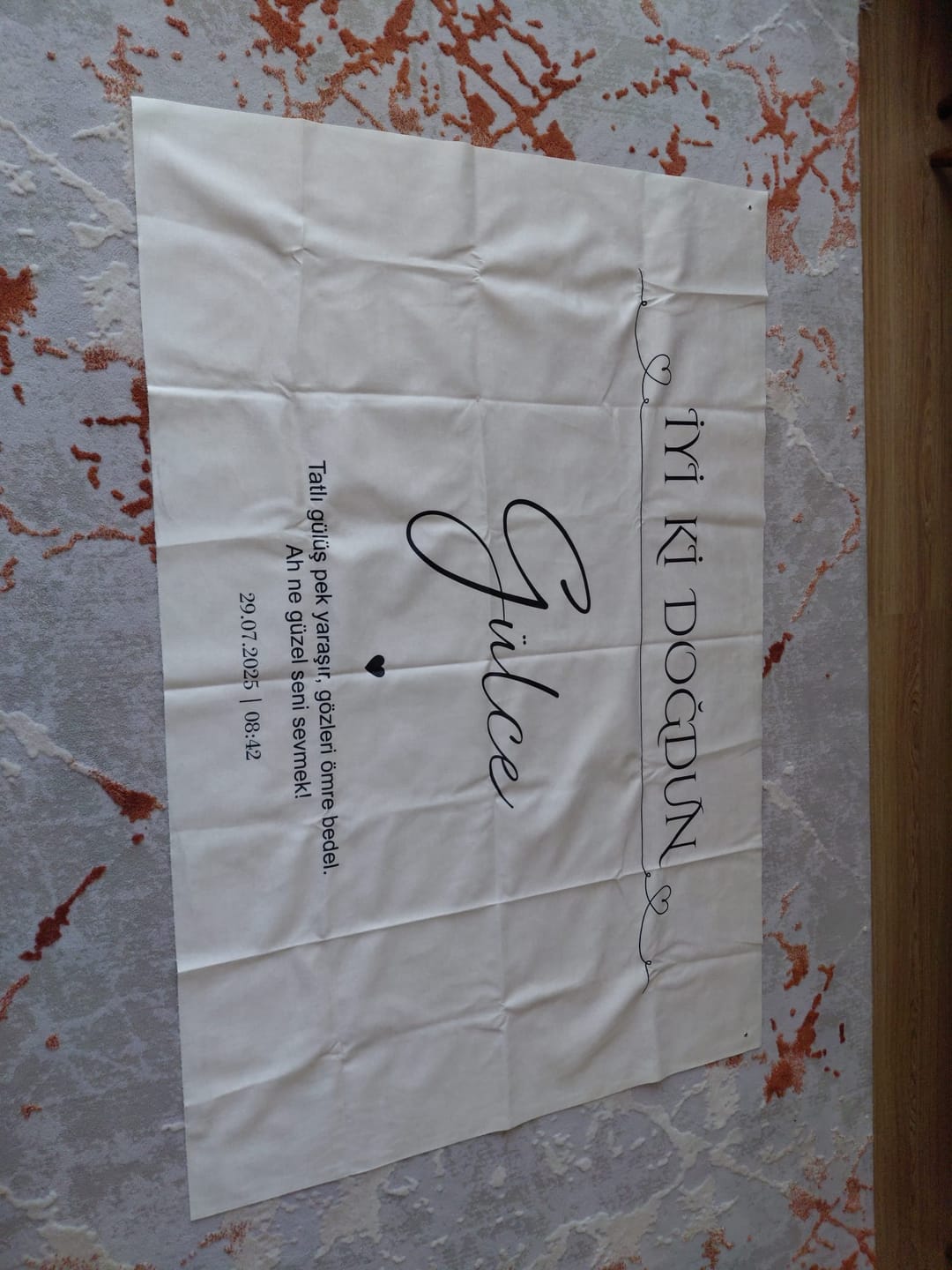 Customer photo review of Kişiselleştirilebilir Doğum Günü Örtüsü (#106)