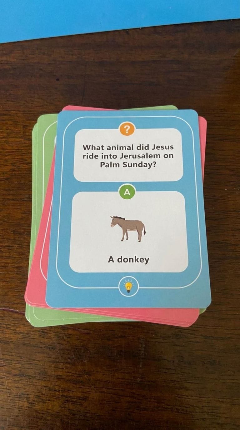 Customer photo review of Who Taught Me The Bible? Christian Family Game Cards (100+ Unique Questions)