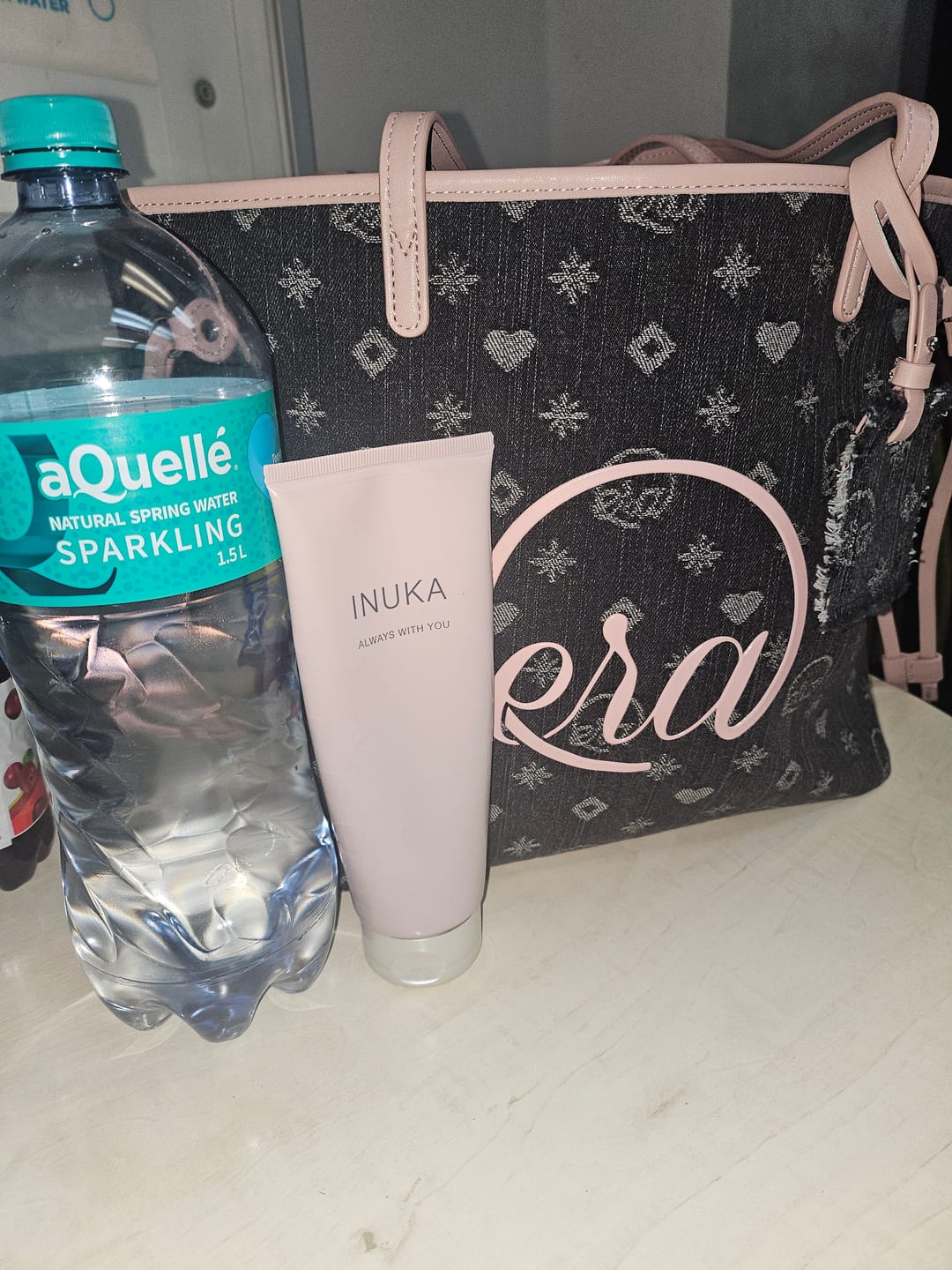 Customer photo review of Pink Muse Denim Tote