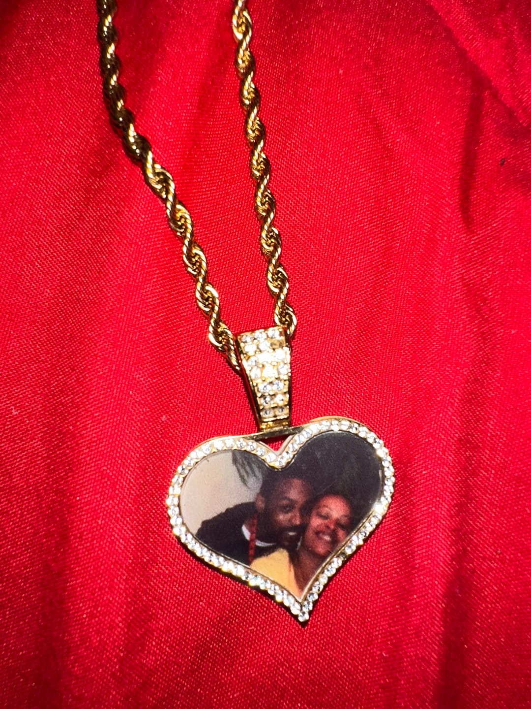 Customer photo review of Iced Photo Pendant w/ Rope Chain