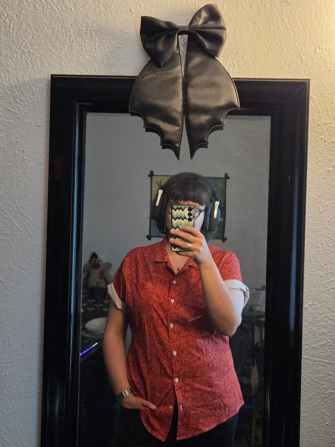 Customer photo review of Human Anatomy Red Curvy Button Up Shirt