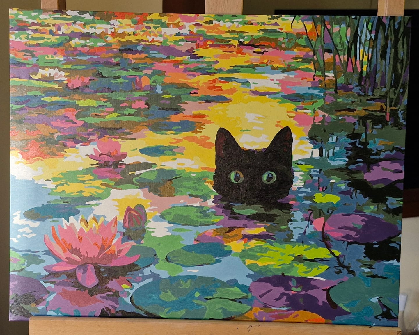 Customer photo review of A Water lilies cat | Paint by Number