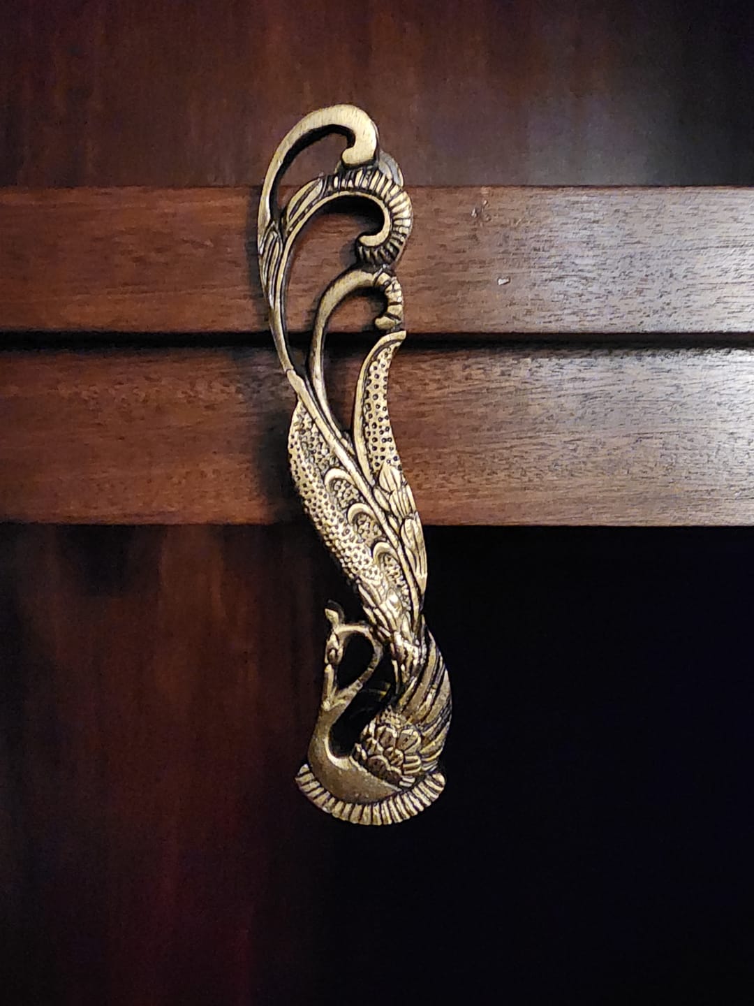 Customer photo review of Brass Peacock Door handle - Antique Brass