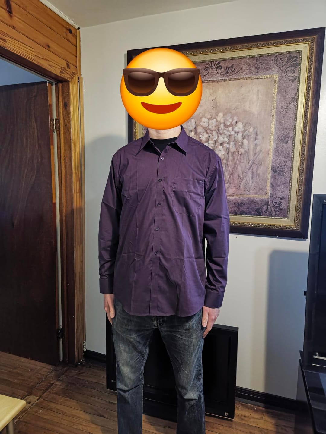 Customer photo review of Hisdern Wrinkle-resistant Purple Dress Shirt and Paisley Tie