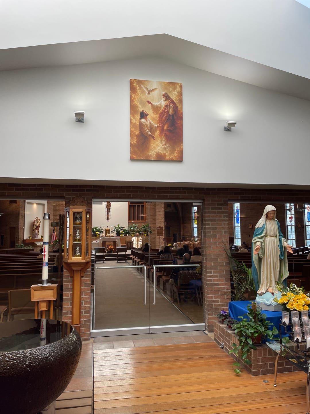 Customer photo review of Holy Trinity Canvas Print, God the Father Jesus and Holy Spirit Christian Wall Art, Catholic Faith Home Decor