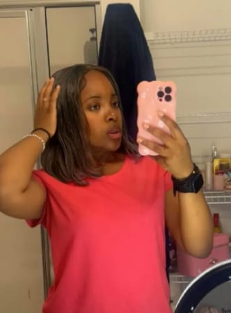 Customer photo review of Luvwin 5x5 Salt And Pepper Glueless Gray Color Pre-Cut Lace Straight Bob Wig For Black Women