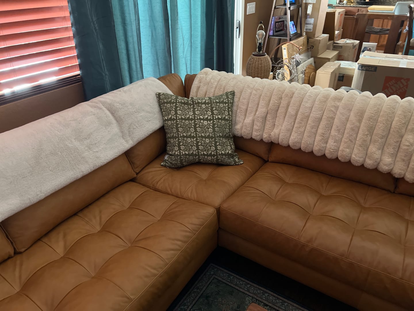 Customer photo review of Evergreen Floral in Linen - 18" | 22" | 26" | 12x20" |12x40"
