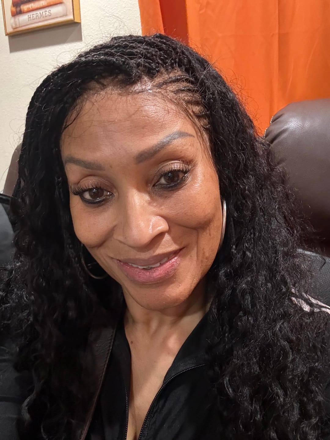 Customer photo review of Avery - Fulani 2 Steps Pre Bleached Full lace Cornrow Human Hair Curls Boho Box Braided Wig