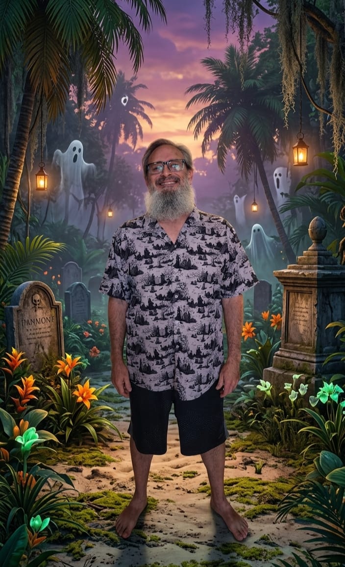 Customer photo review of Haunted Graveyard Dark Button Up Shirt