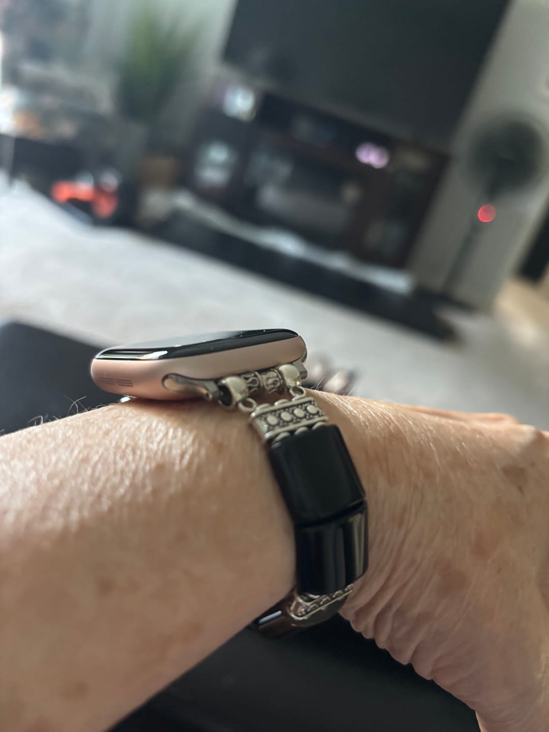 Customer photo review of Bohemian Noir Stretch Apple Watch Strap
