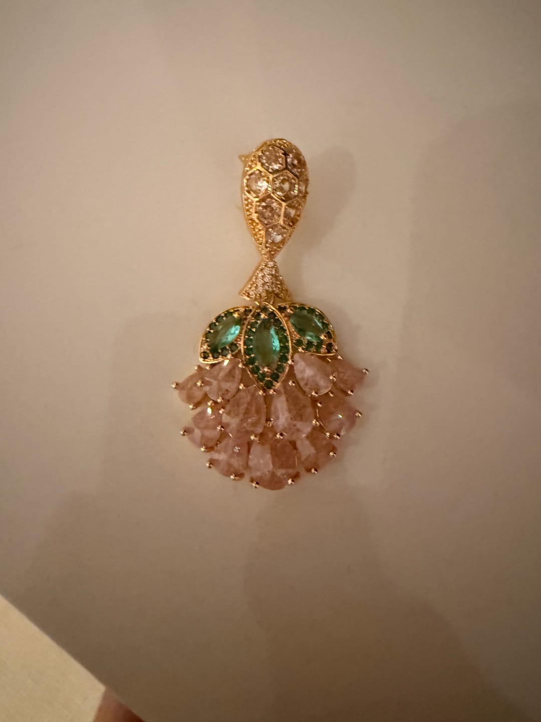 Customer photo review of Blush Vine Drop Earrings