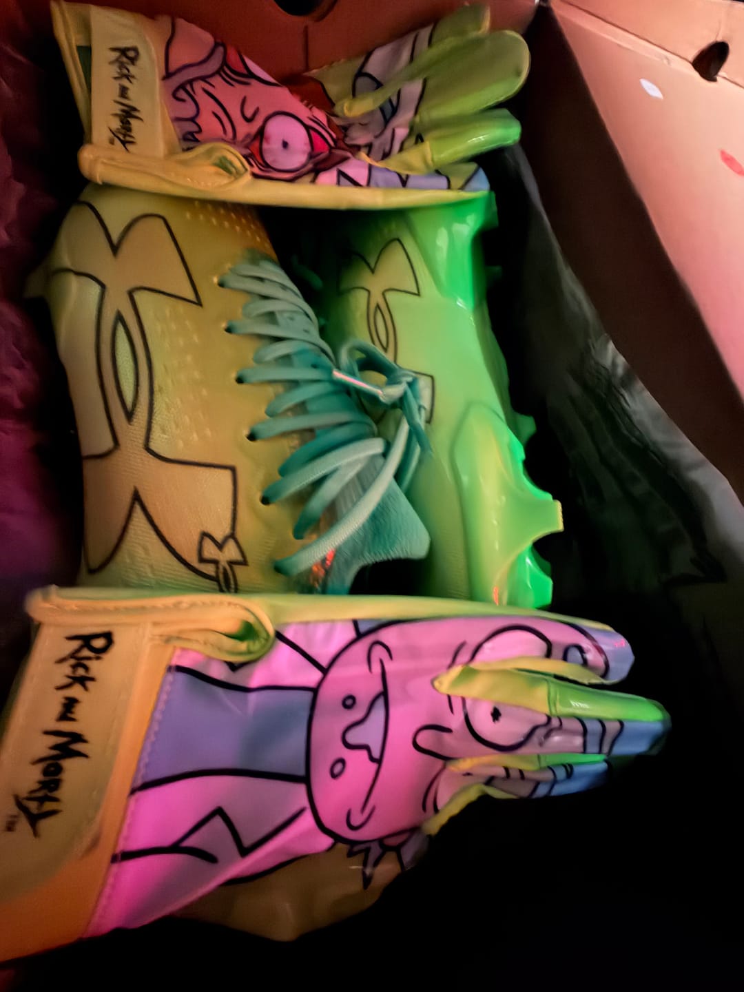 Customer photo review of Phenom Elite Rick and Morty Football Gloves - VPS1