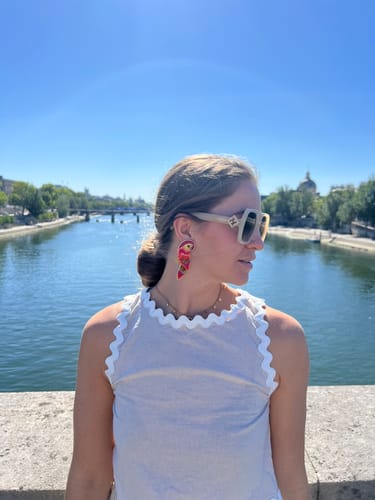 Customer photo review of Pink-Orange Soutache-Ohrringe als Papagei