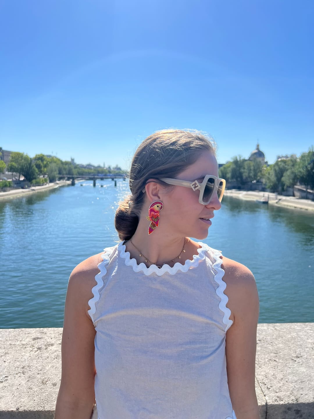 Customer photo review of Pink-Orange Soutache-Ohrringe als Papagei