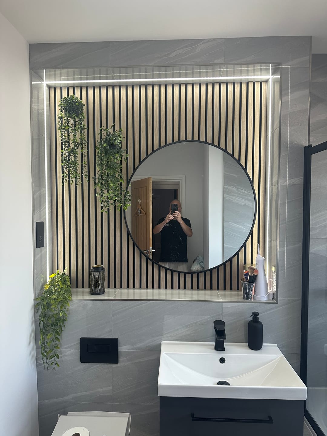 Customer photo review of Acoustic Slat Wall Panels Wooden Decorative Wall Panels Walnut Premium 2.4m x 0.6m