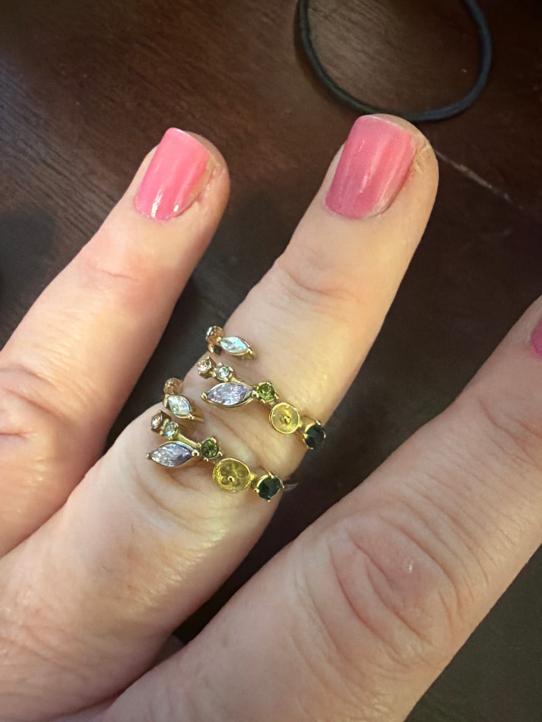 Customer photo review of Crystal White Blossom Ring Gold