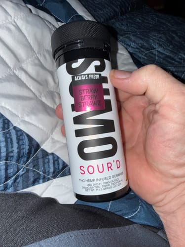 Customer photo review of HALF BAK'D SUMO MANGO SOUR'D GUMMIES THCA/P/D8 10000MG 25CT/JAR