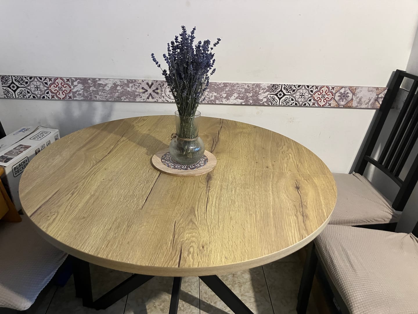 Customer photo review of Masa extensibila pentru sufragerie GASTON, stejar/negru, 100/135x100x75 cm