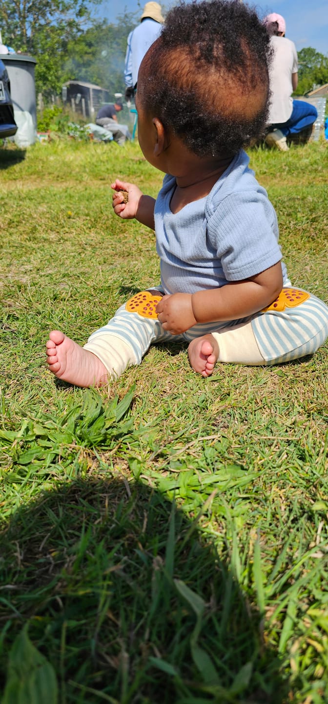 Customer photo review of Yellow Ladybirds Knee Patch Joggers