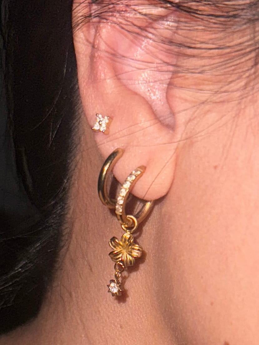 Customer photo review of My Huggies Sparkle Hoop Earrings