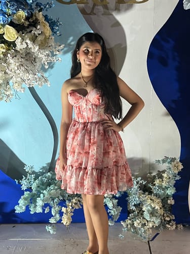 Customer photo review of Gala Strapless Sweetheart Vestido Corto 421456