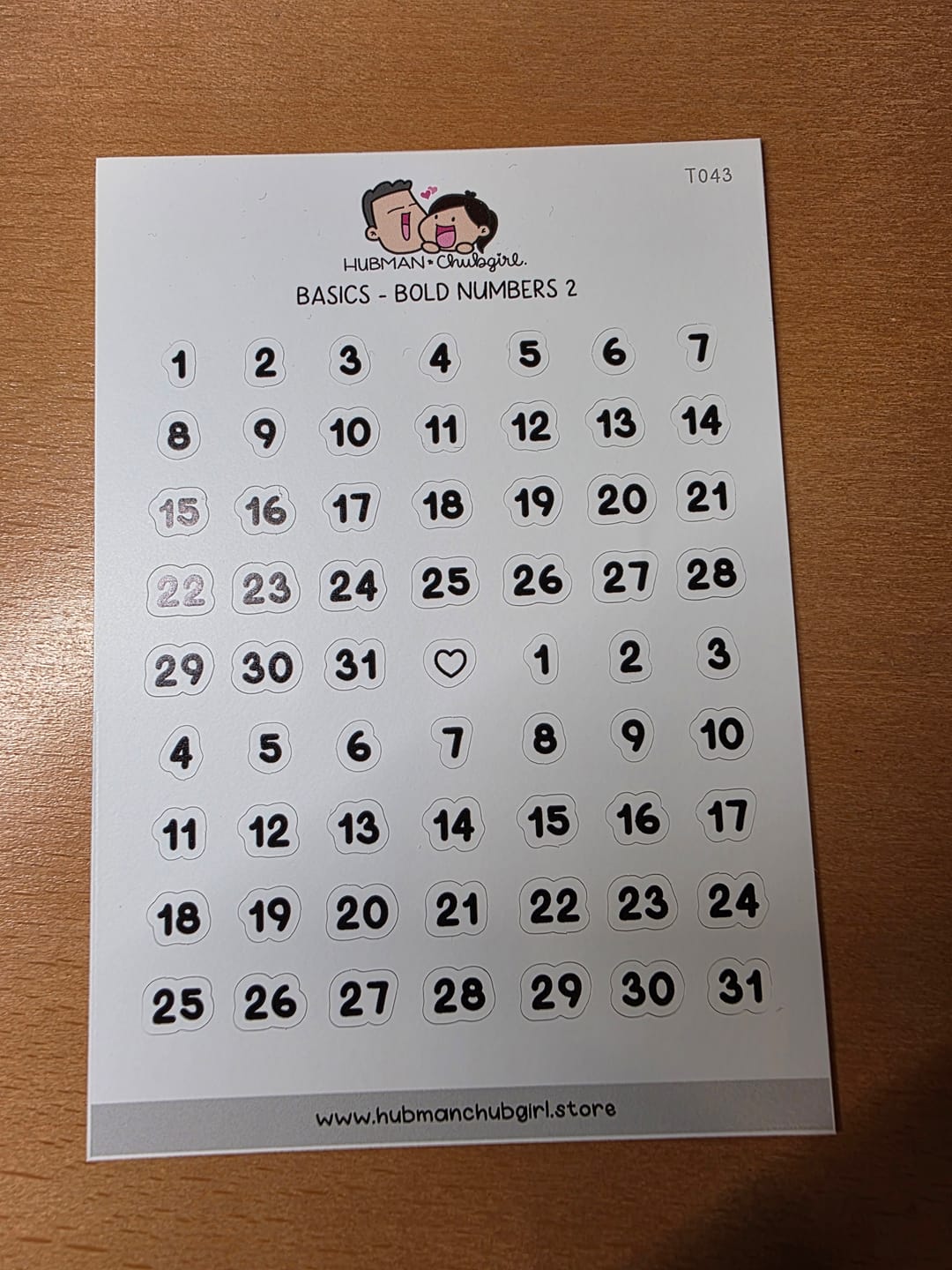 Customer photo review of Basics - Numbers Text Planner Stickers (Bold Font)