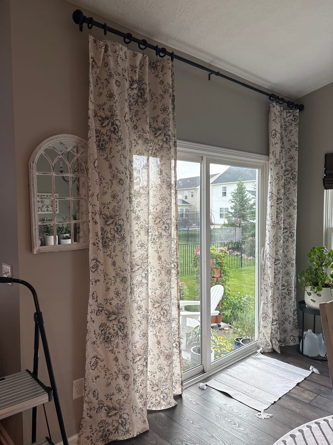 Customer photo review of Peony Print Linen Blend 3-in-1 Curtains