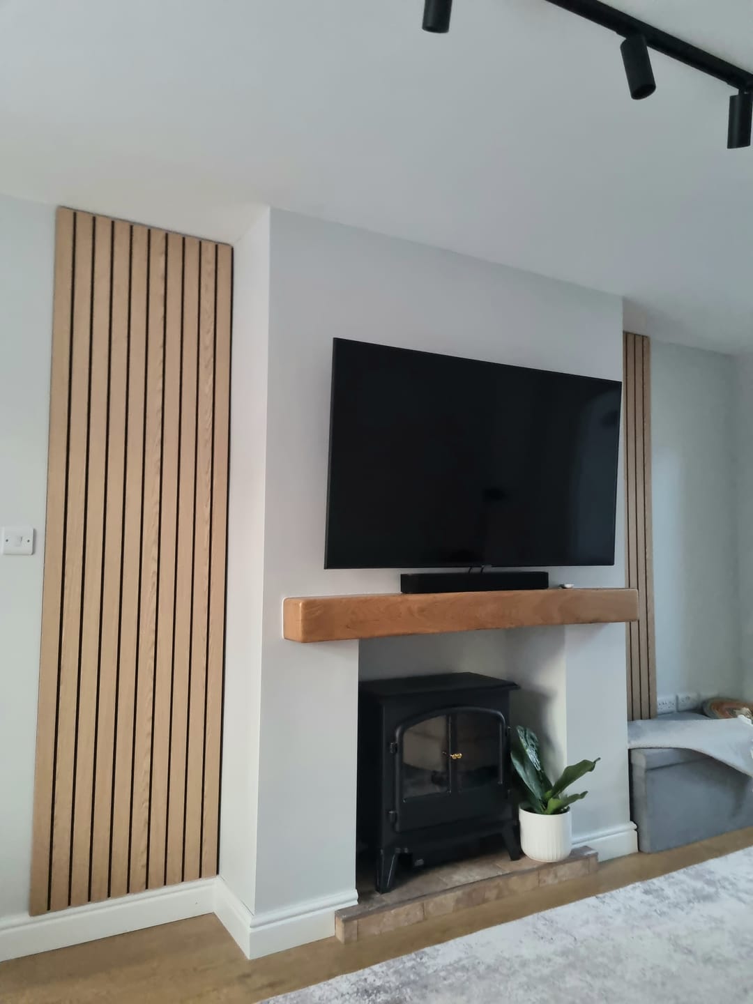 Customer photo review of SlatWall Grand Acoustic Honey Oak Slatted Wall Panel