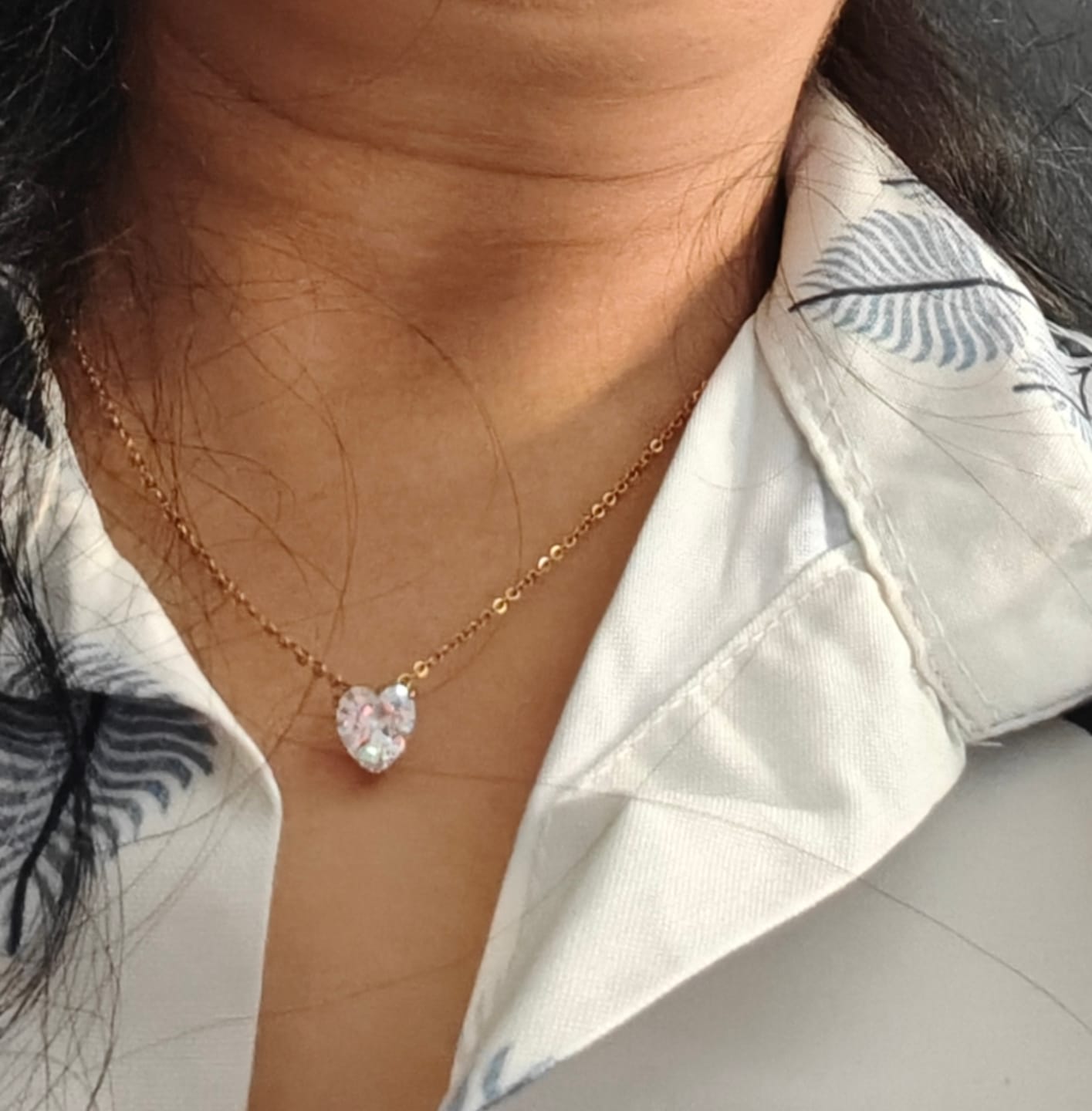 Customer photo review of Sparkling Hearts Gold Necklace