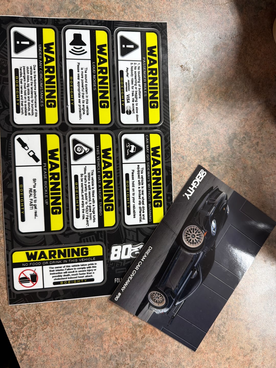 Customer photo review of 80Eighty® Warning Sticker Pack