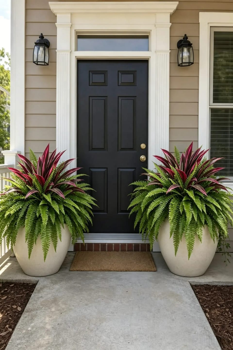 Customer photo review of 💥Summer Special🔥 48" Large UV-Resistant Artificial Fern & Red Dracaena Decorative Plants – Full, Lush & Fade-Resistant!