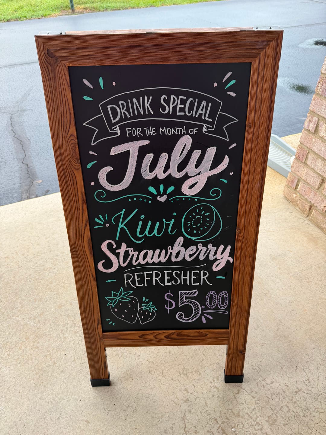 Customer photo review of Rustic Chalkboard A-Frame Easel- Double Sided Magnetic Surface