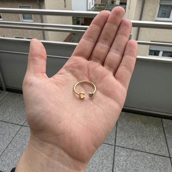 Customer photo review of Adjustable Initial  & Birthstone Ring