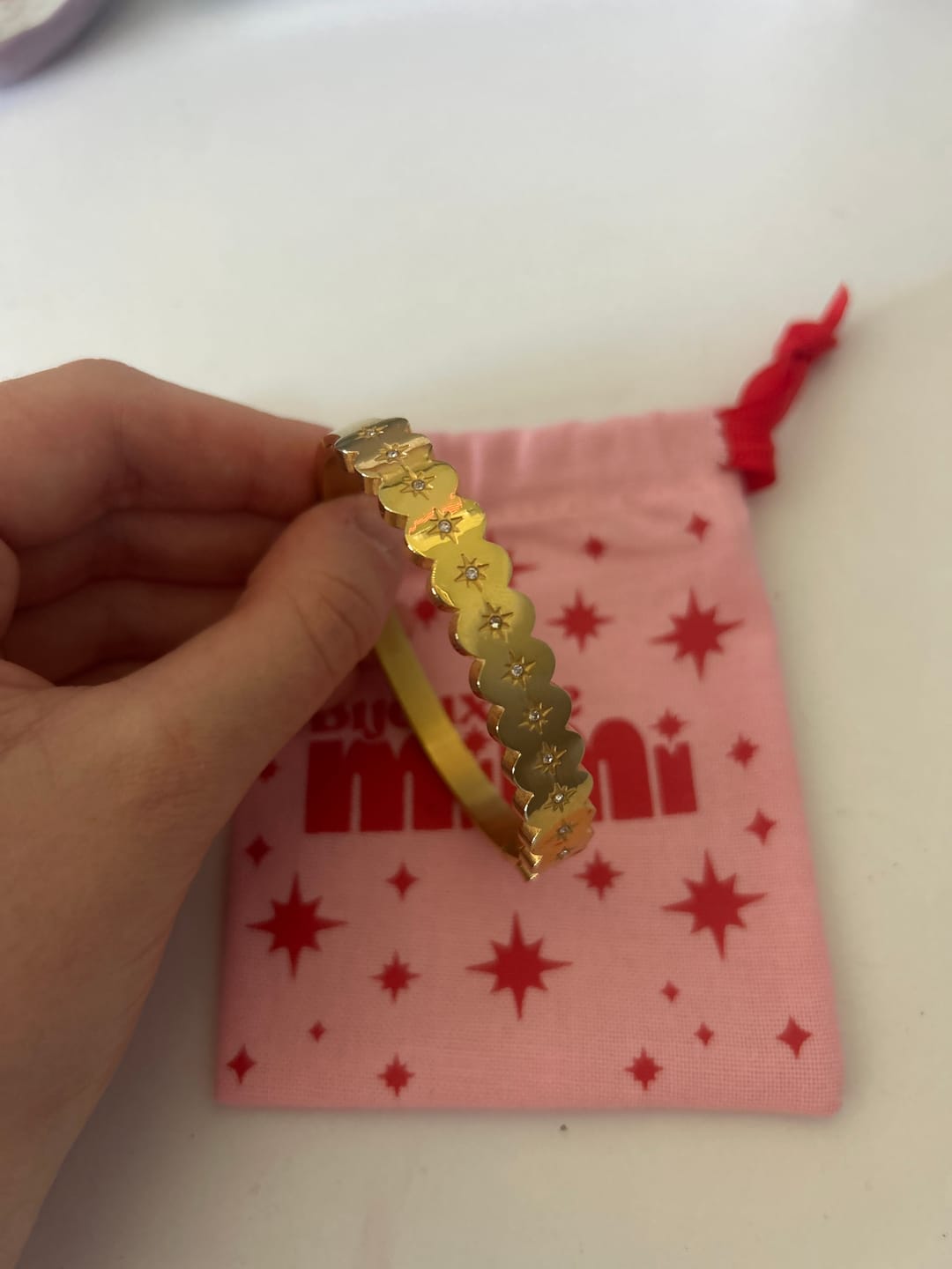 Customer photo review of Tallulah Gold Crystal Scallop Star Bangle