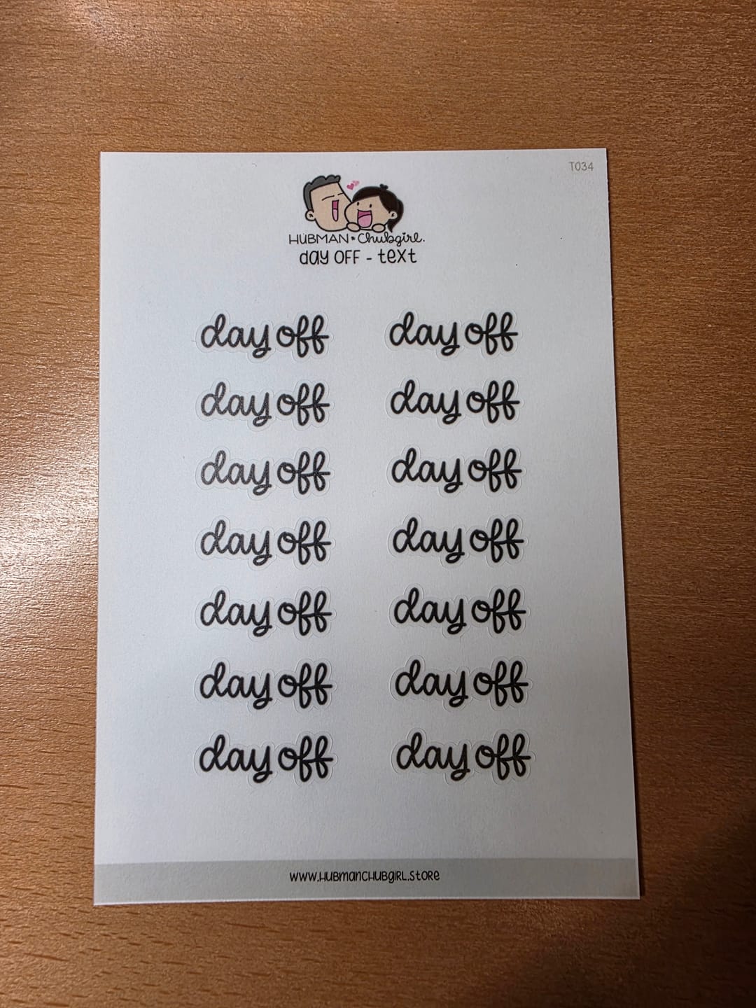 Customer photo review of Day Off - Text Planner Stickers (Script Font)