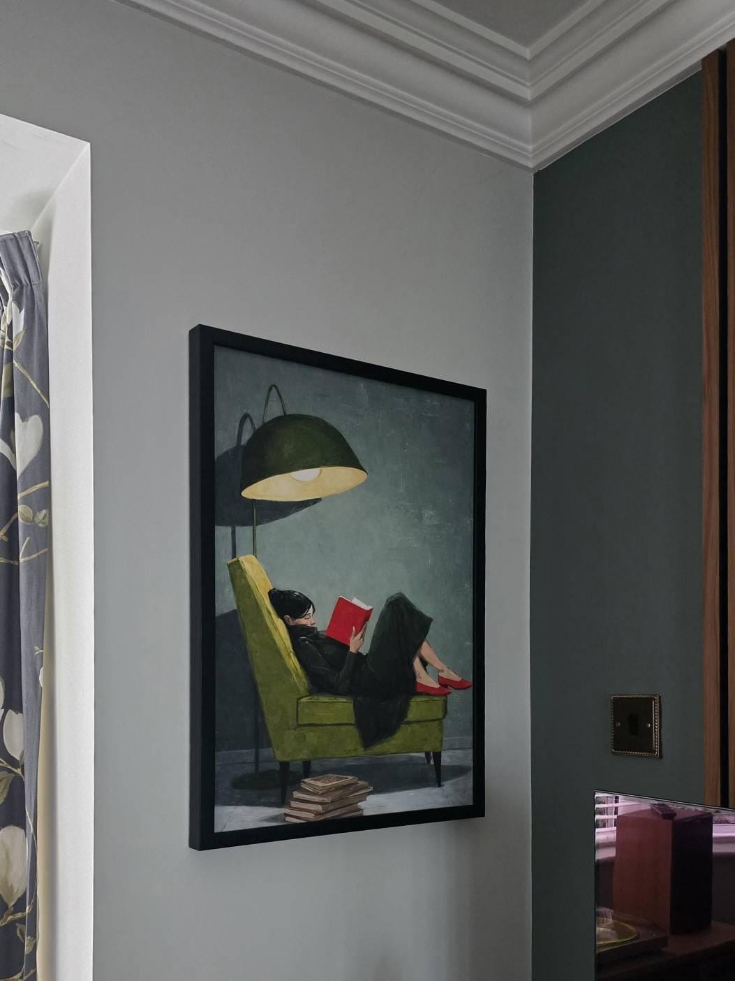 Customer photo review of Cozy Reading Woman Canvas Wall Art