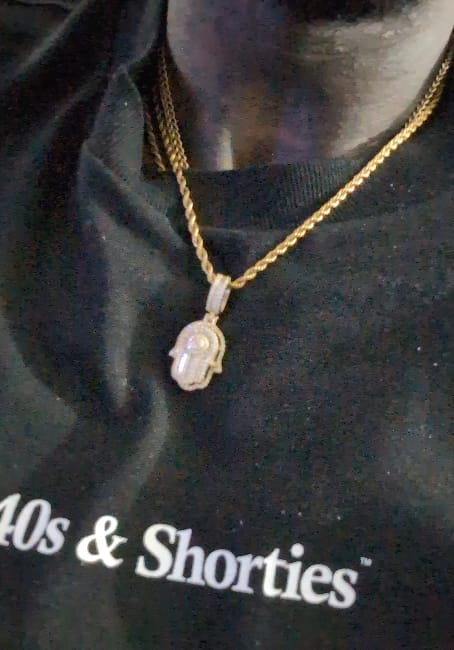 Customer photo review of GL Hand of Fatima Hip Hop Jewelry VVS Diamond Pendant