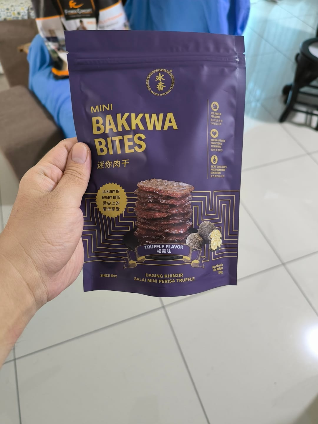 Customer photo review of BITE SIZE BAKKWA- TRUFFLE FLAVOUR (100G)