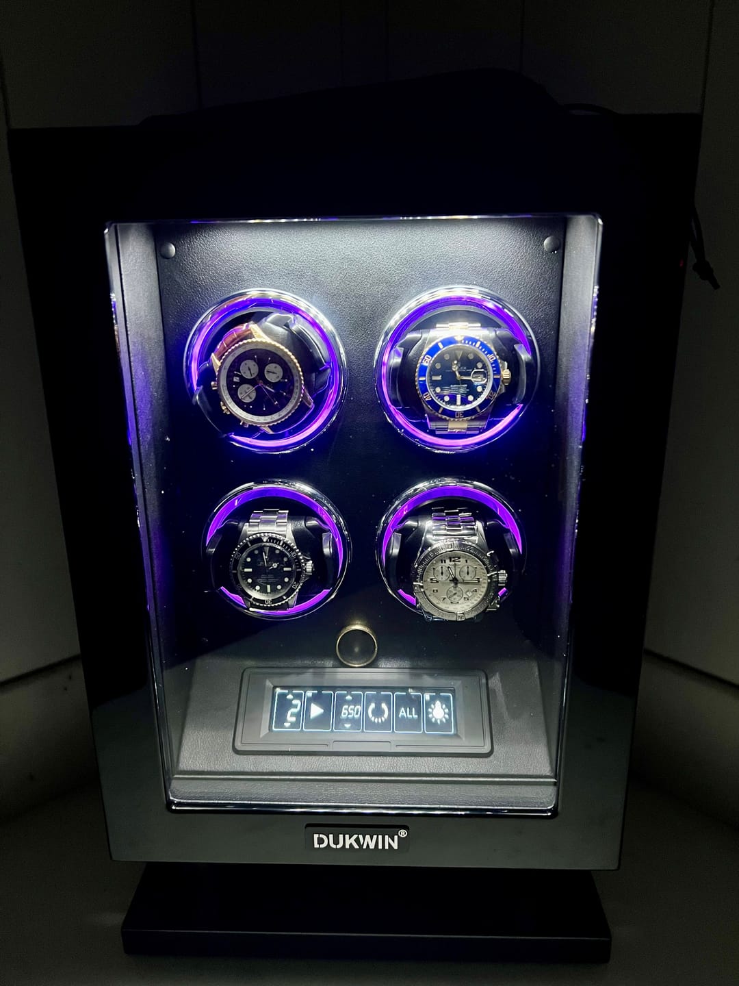Customer photo review of Special Edition - 4 Watch Winder with Upgraded Fingerprint Entry RGB Light LCD Remote Control Mabuchi Motors