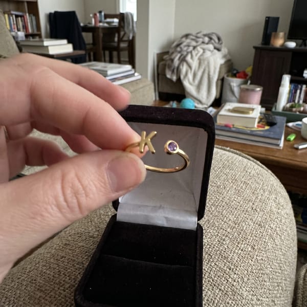 Customer photo review of Adjustable Initial  & Birthstone Ring