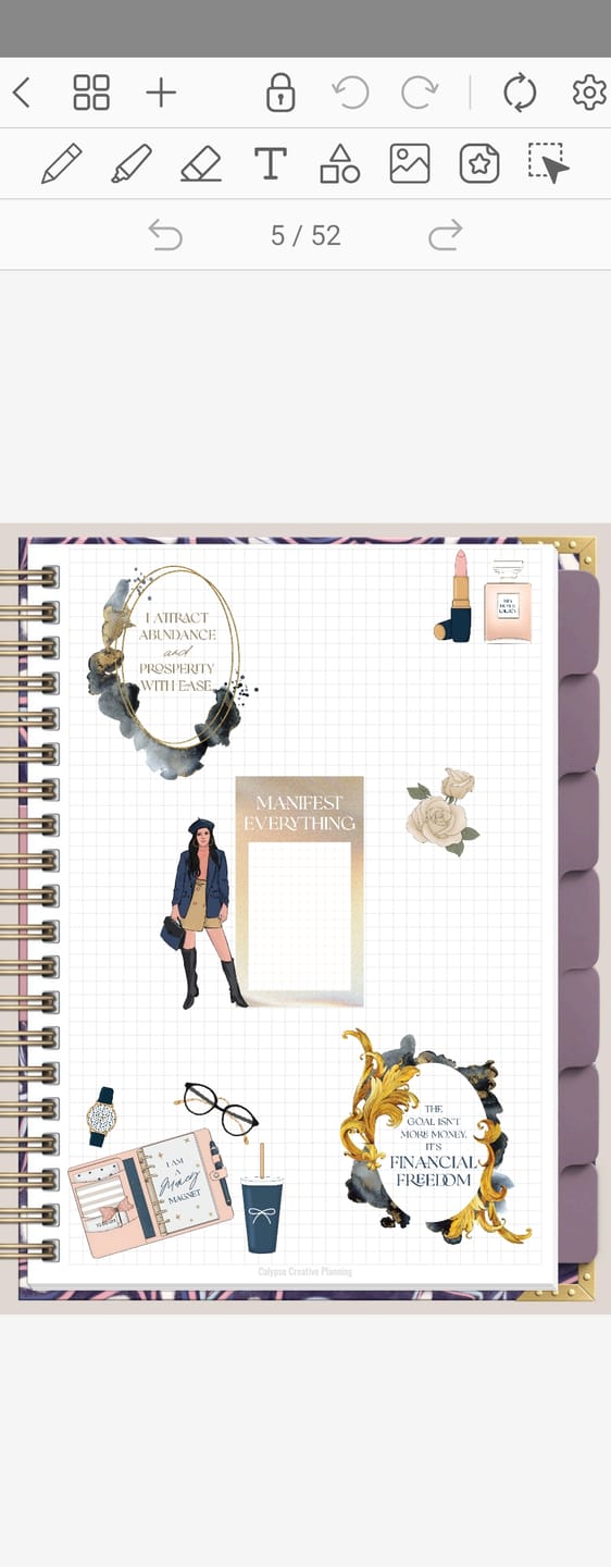 Customer photo review of Big Money Energy Digital Planner Sticker Book [DOWNLOAD]