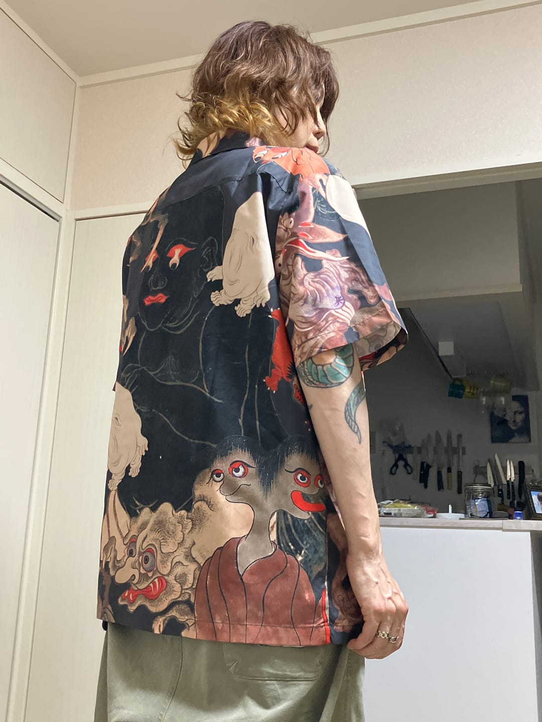 Customer photo review of 江戸時代「妖怪尽くし図鑑」浮世絵アロハシャツ