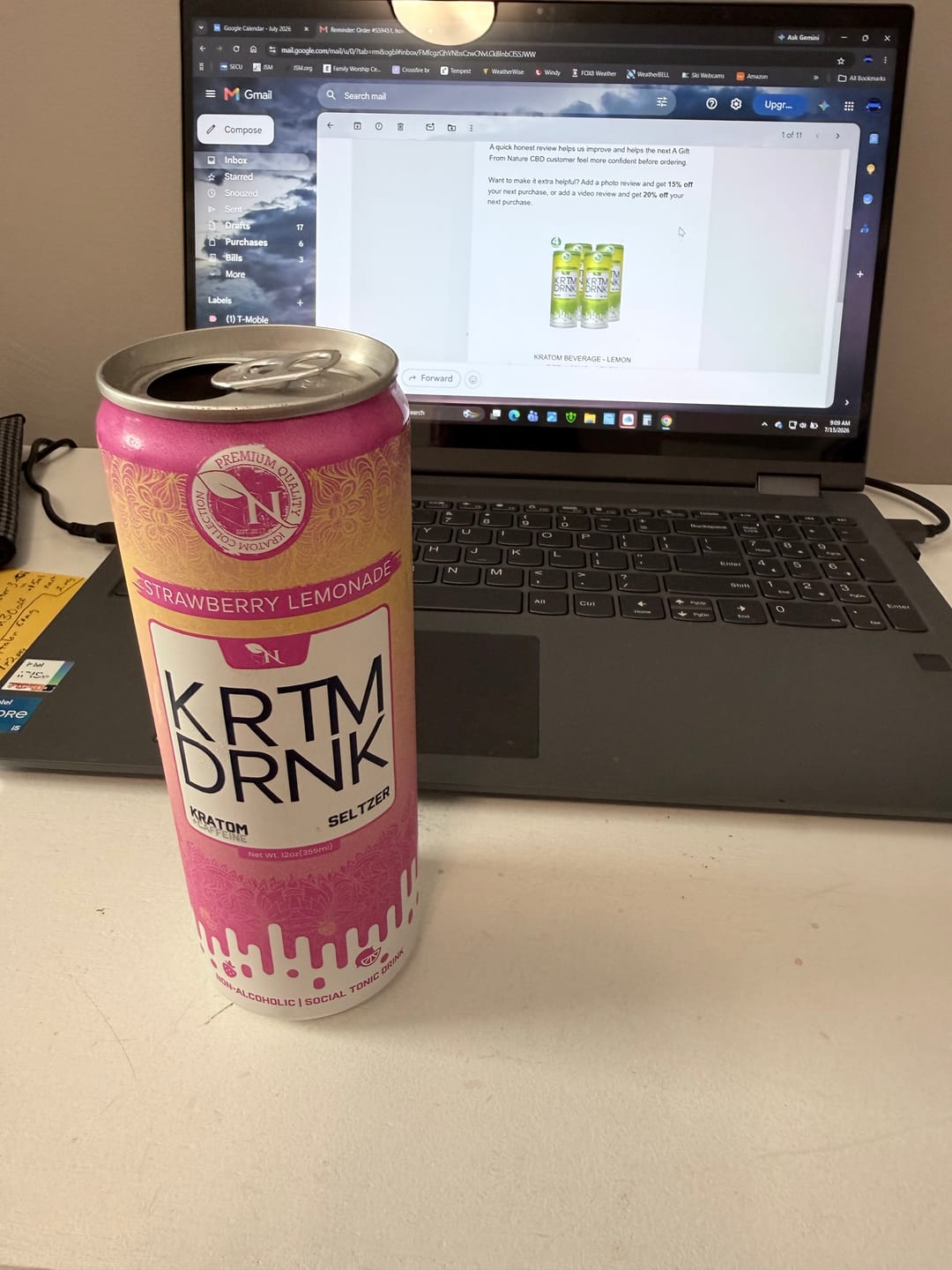 Customer photo review of KRATOM BEVERAGE - LEMON FIZZ - 130MG - 4 PACK