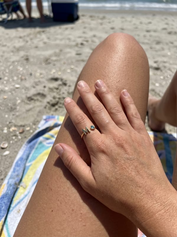 Customer photo review of Adjustable Initial  & Birthstone Ring